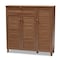 Baxton Studio Coolidge Walnut Finished 11-Shelf Wood Shoe Storage with Drawer 156-9391 - alternate 1